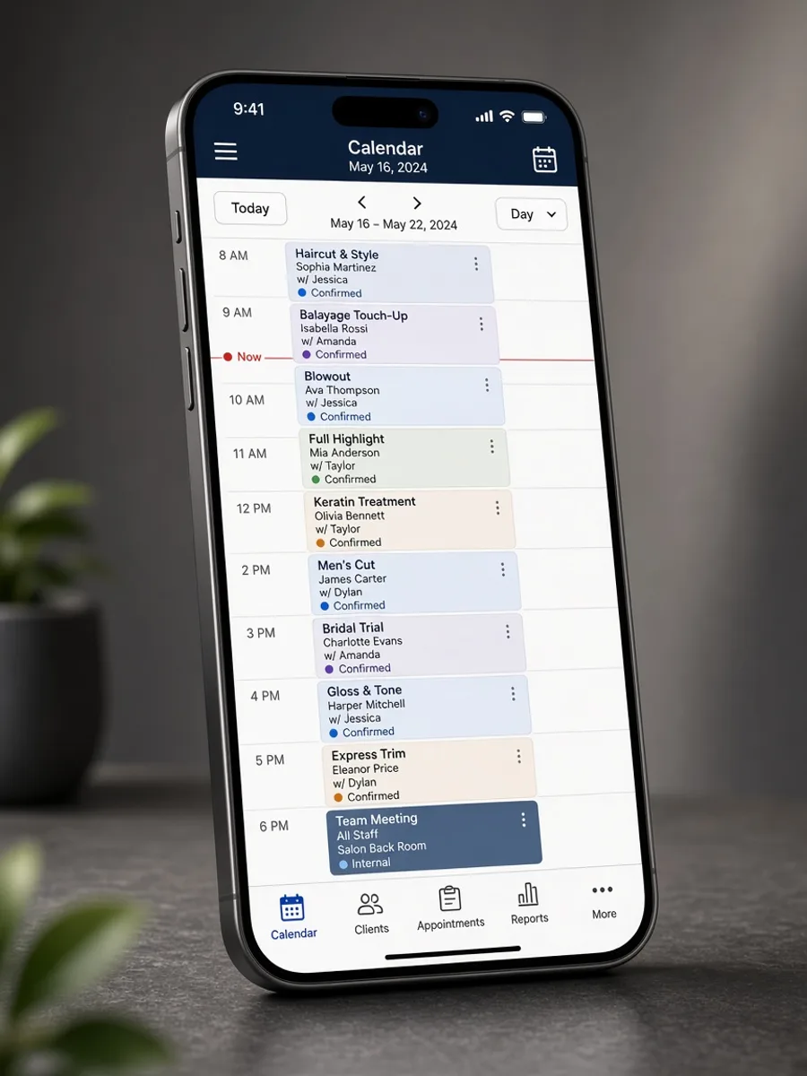 KELFIX team calendar with a busy day plan