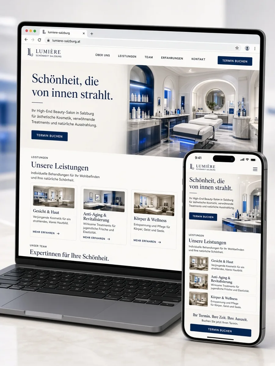 Premium service-business website on desktop and phone