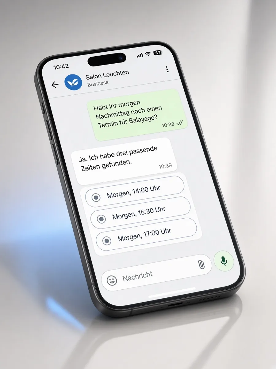 Smartphone with a KELFIX WhatsApp booking preview